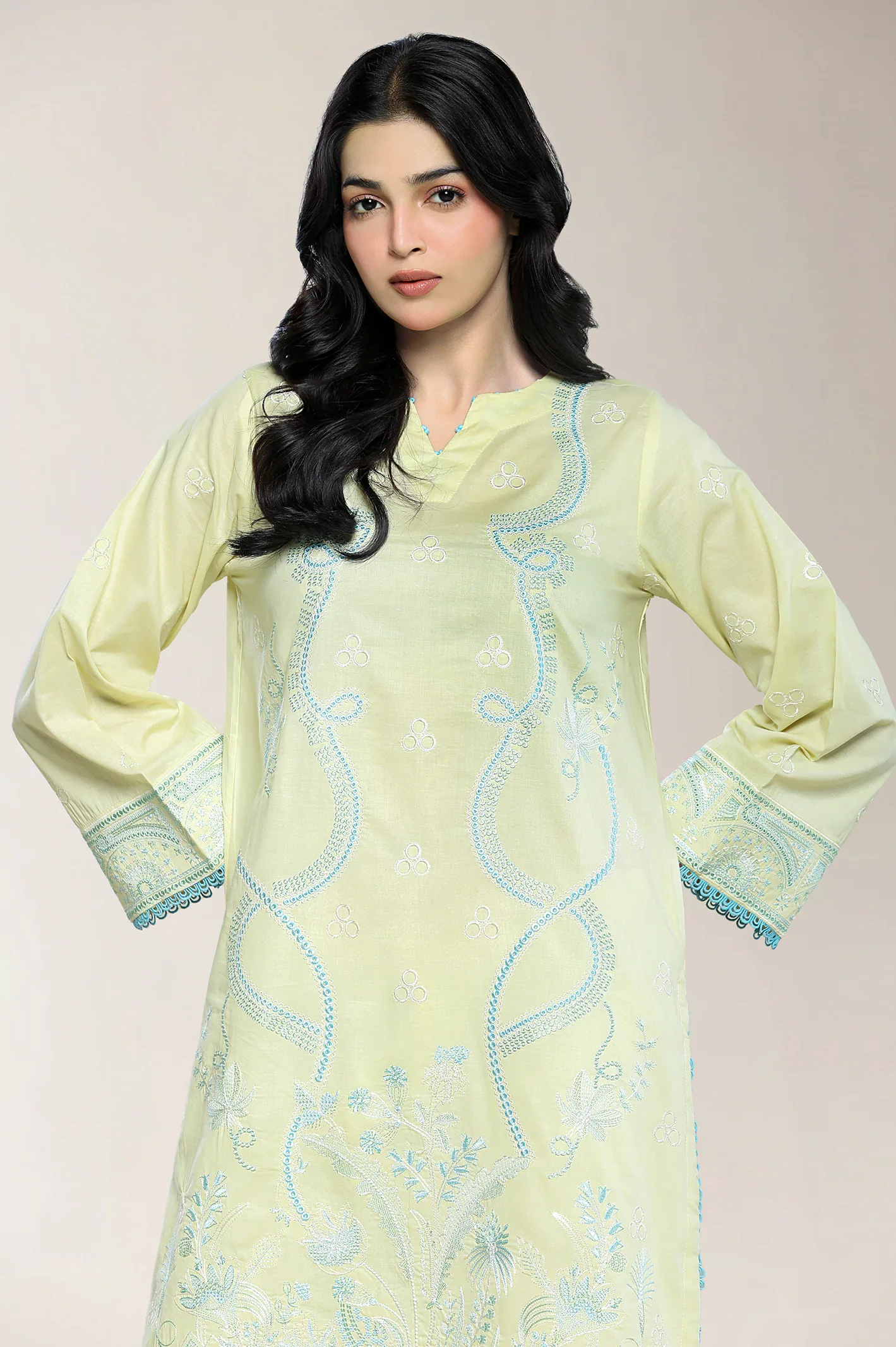 Embroidered Cream 2PC - Image 5