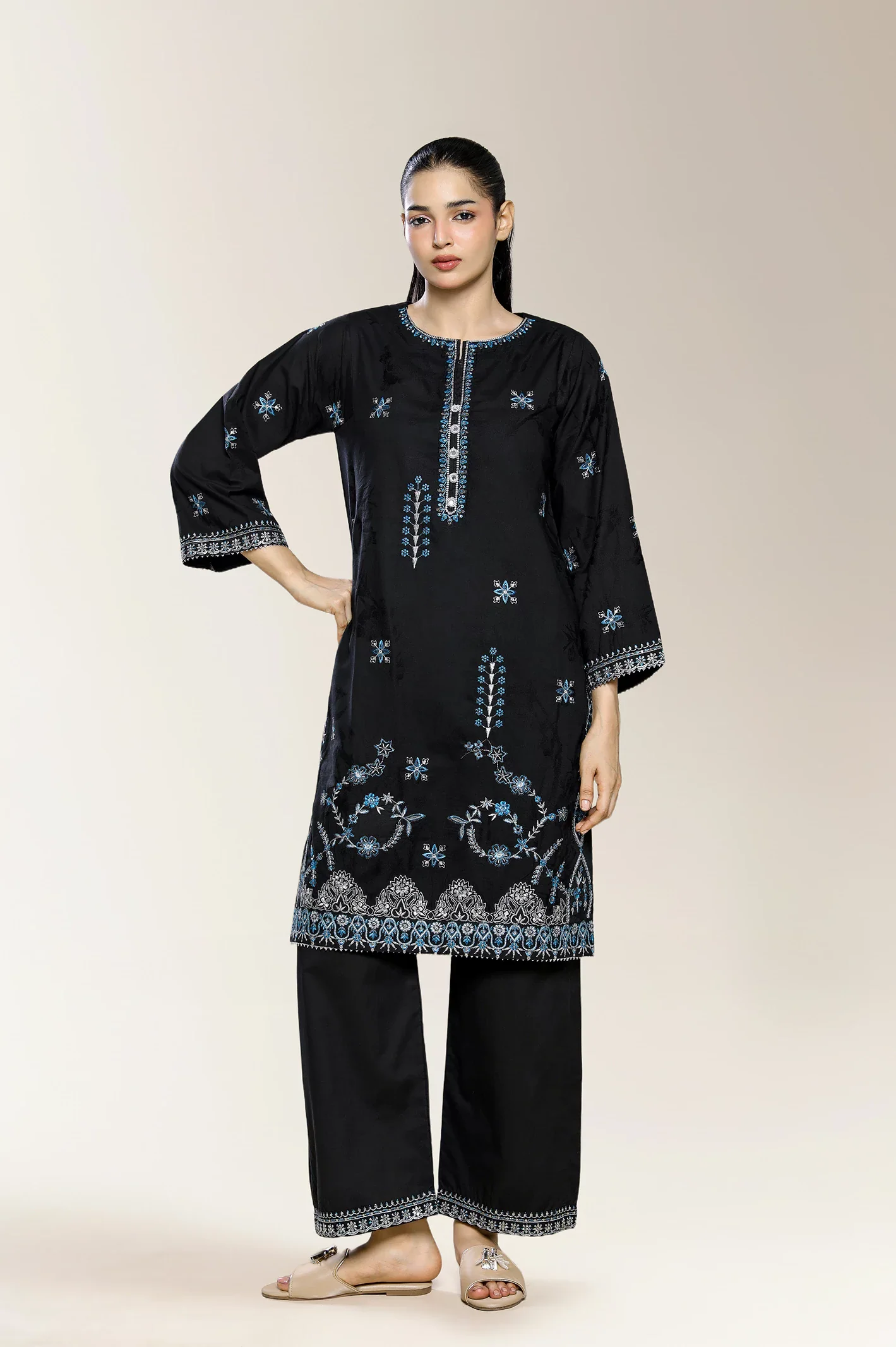 Embroidered Black 2PC