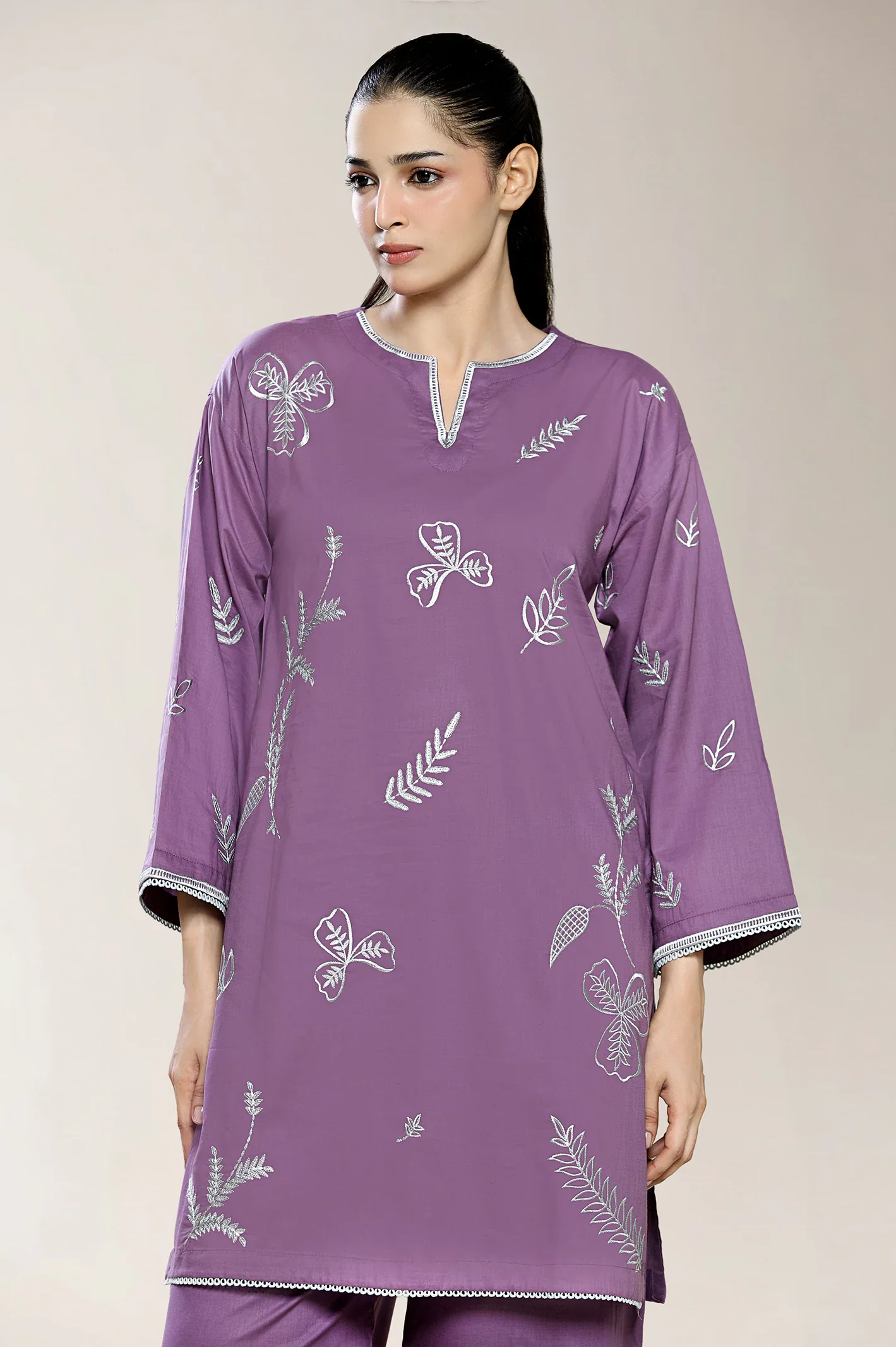 Embroidered Purple 2PC - Image 2