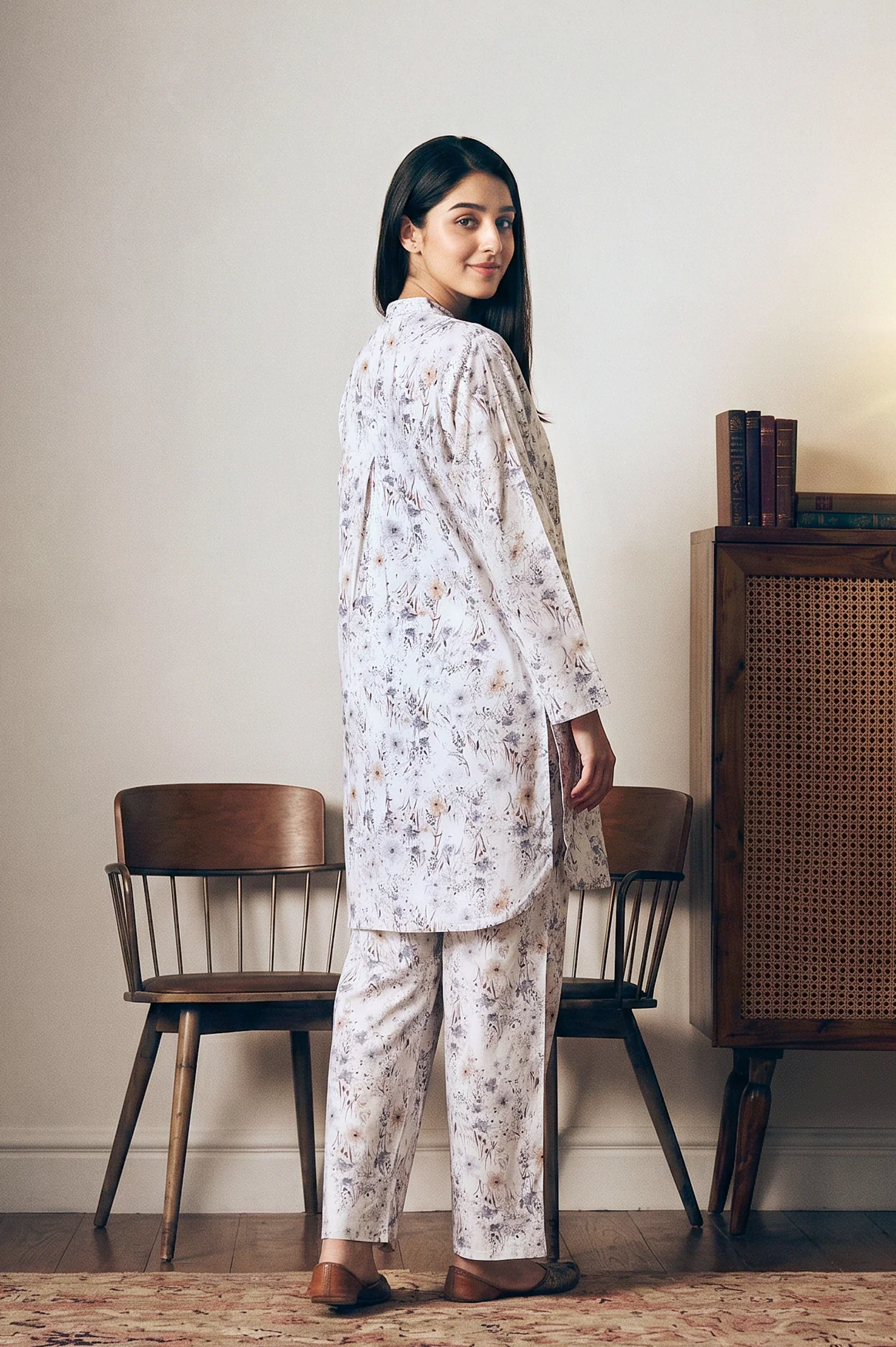 Printed White 2PC Suit - Image 2