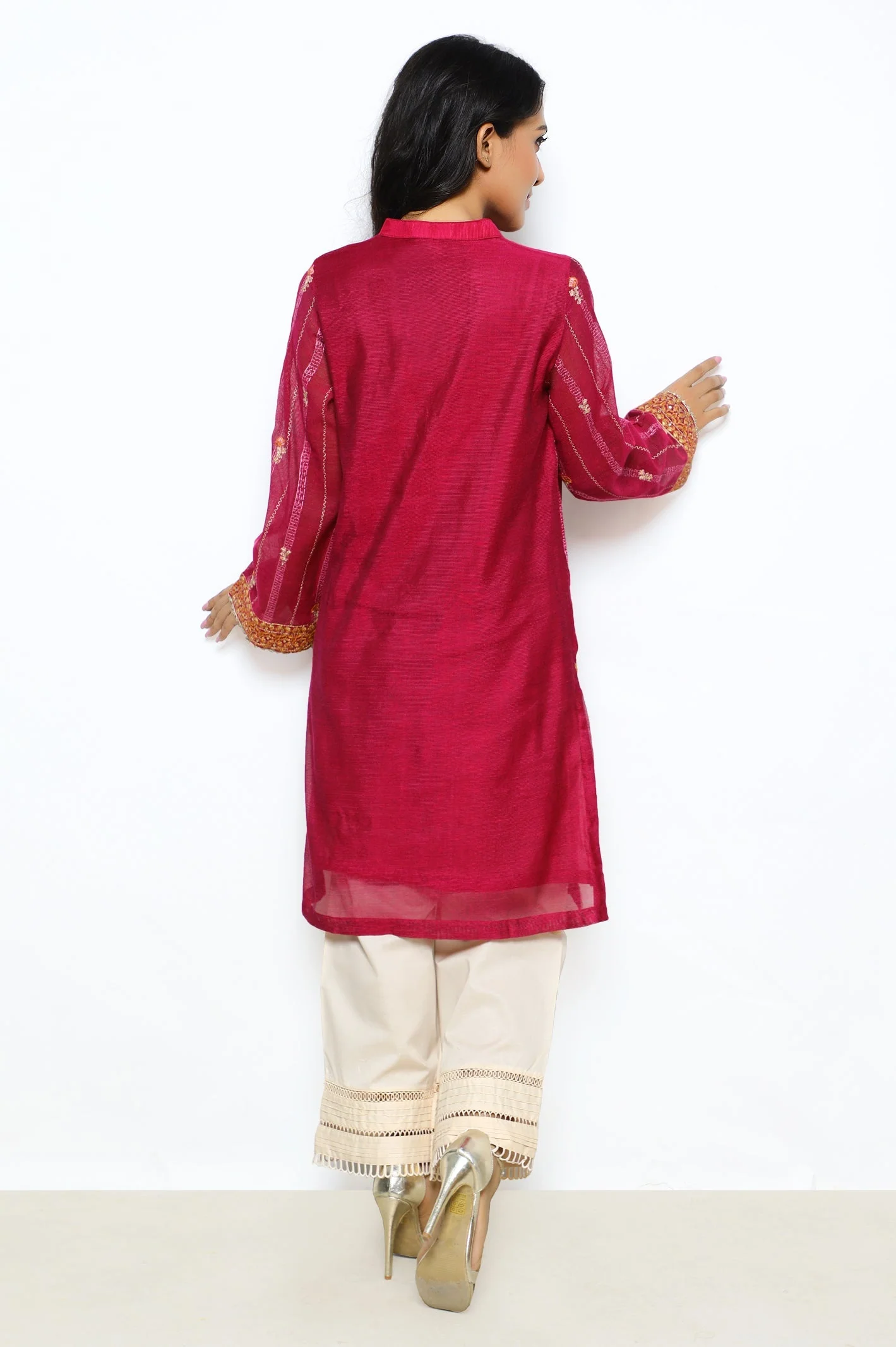 Khaddi Net Pink Kurti - Image 2