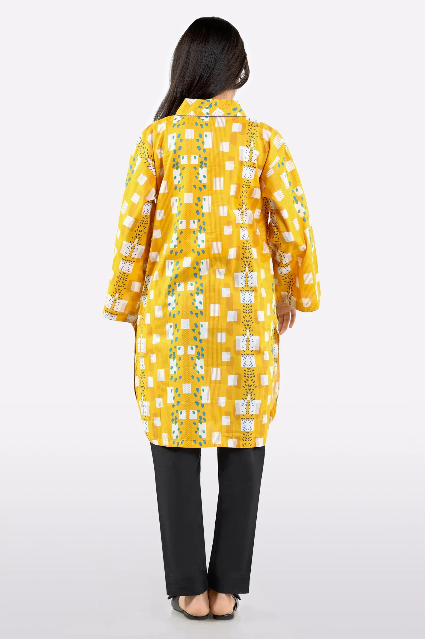 Yellow Printed Teens Kurti - Image 3