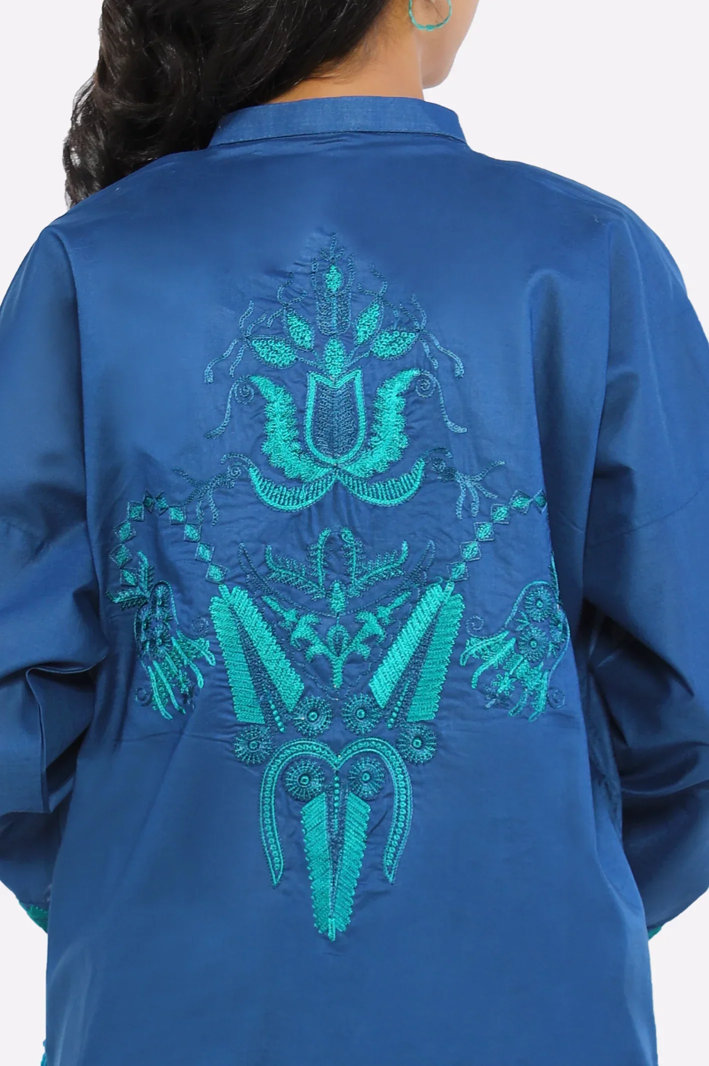 Navy Blue Embroidered Teens Kurti - Image 3