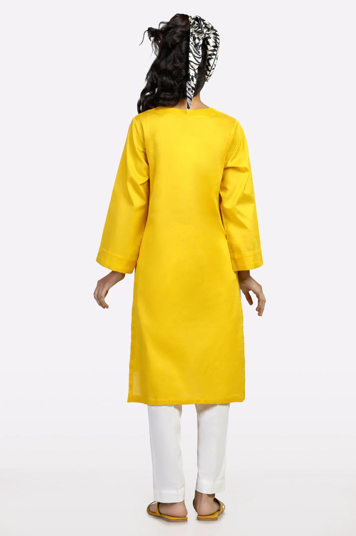 Yellow Embroidered Teens Kurti - Image 3