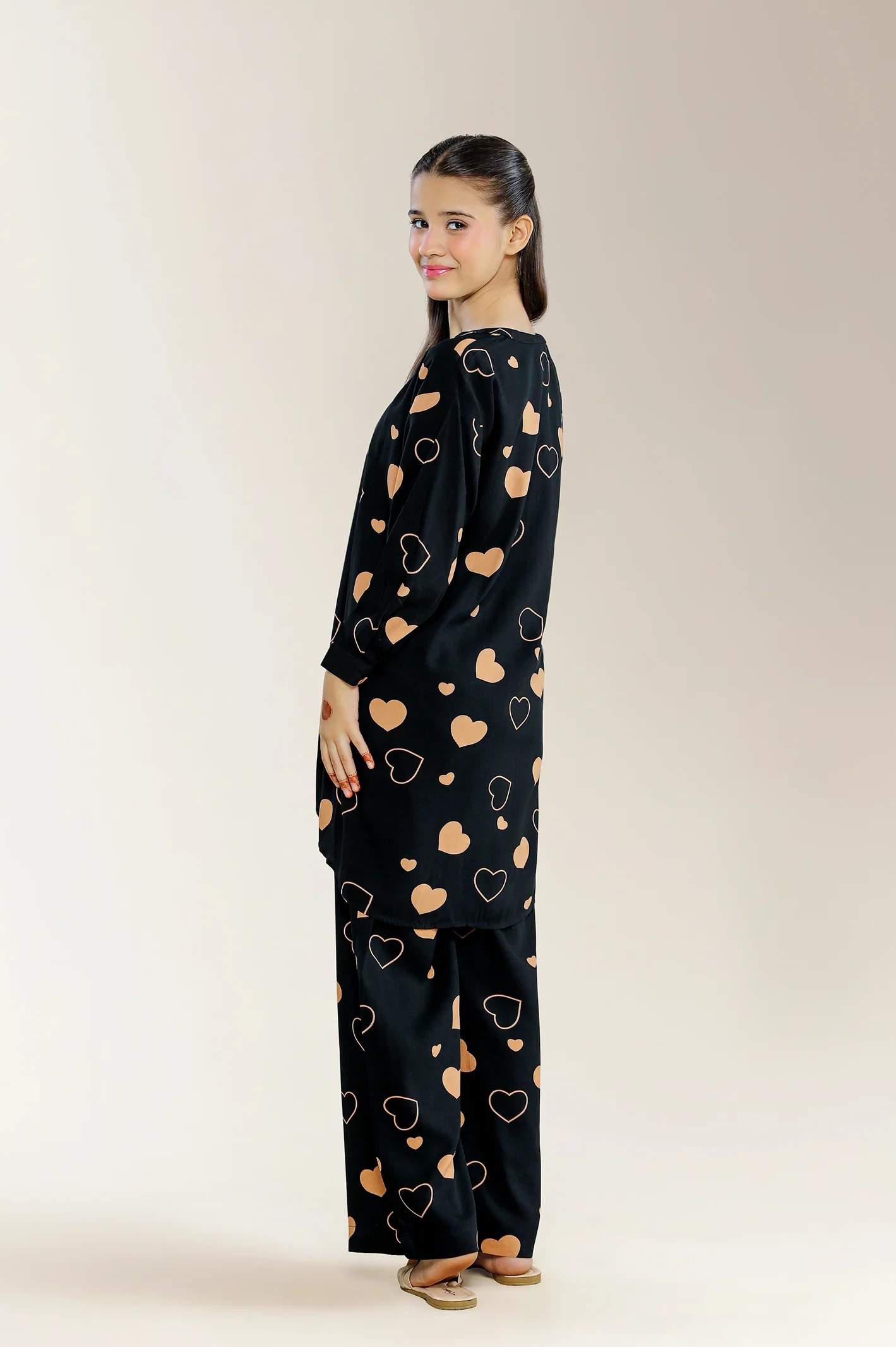 Printed Linen Black Teens 2PC - Image 4