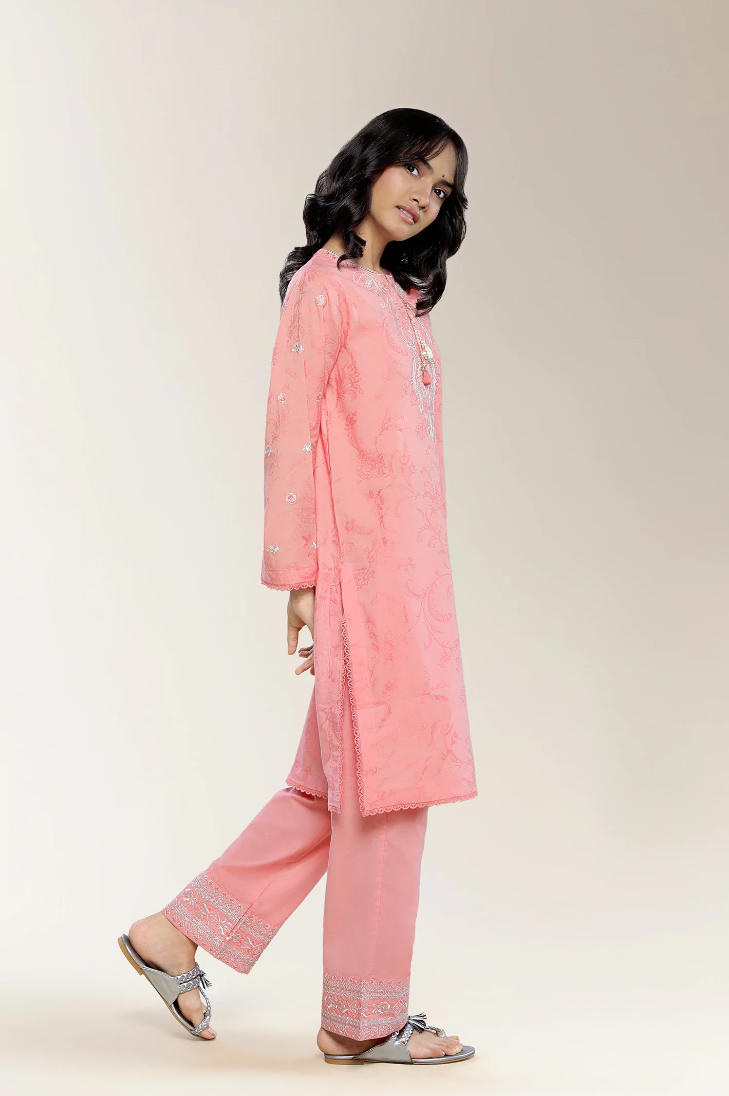 Embroidered Peach Teens 2PC - Image 4
