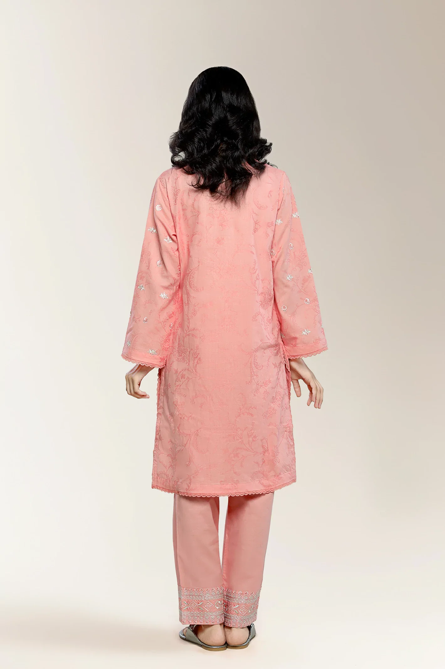 Embroidered Peach Teens 2PC - Image 5
