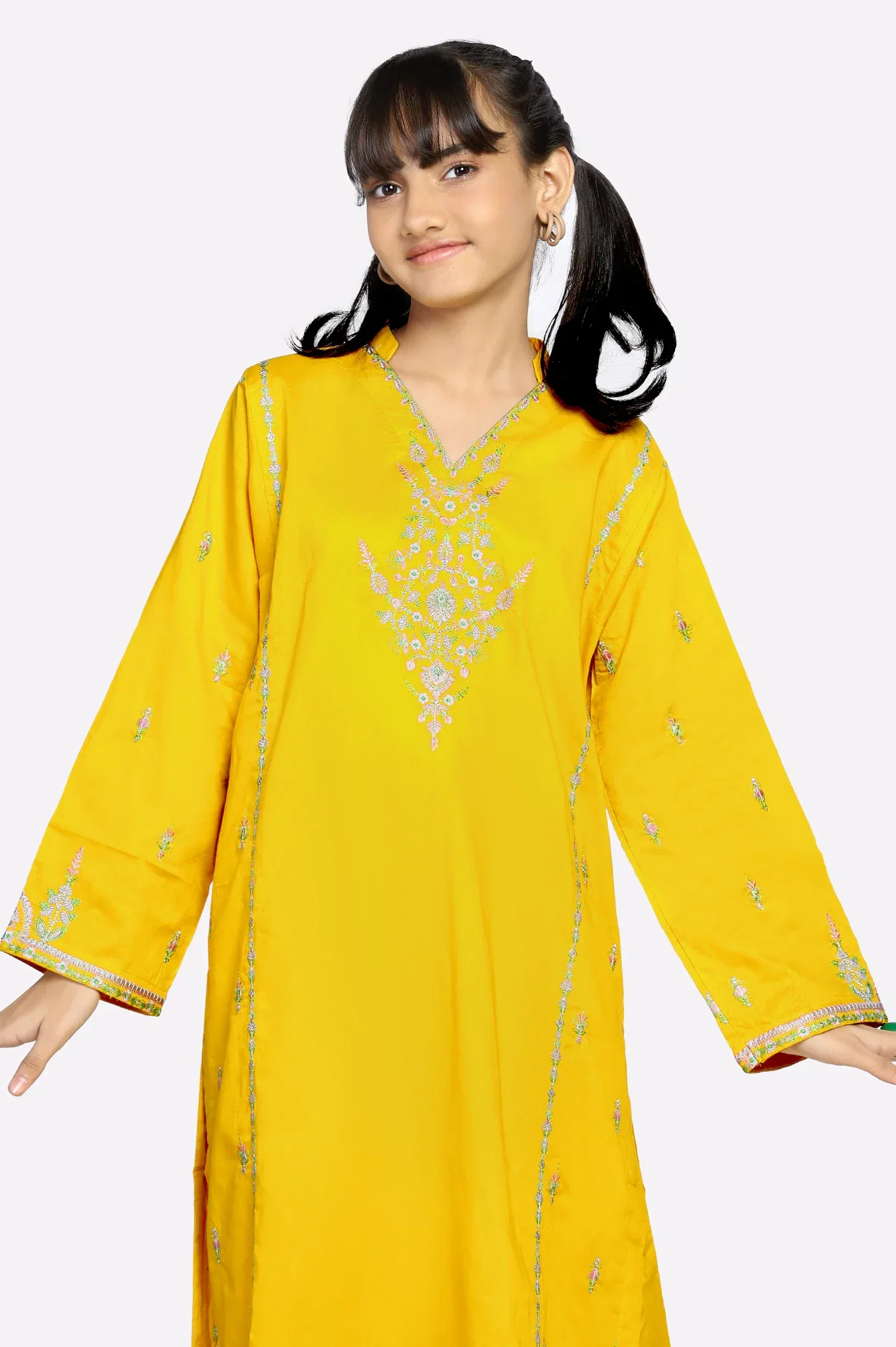 Yellow Embroidered Teens 2PC - Image 2