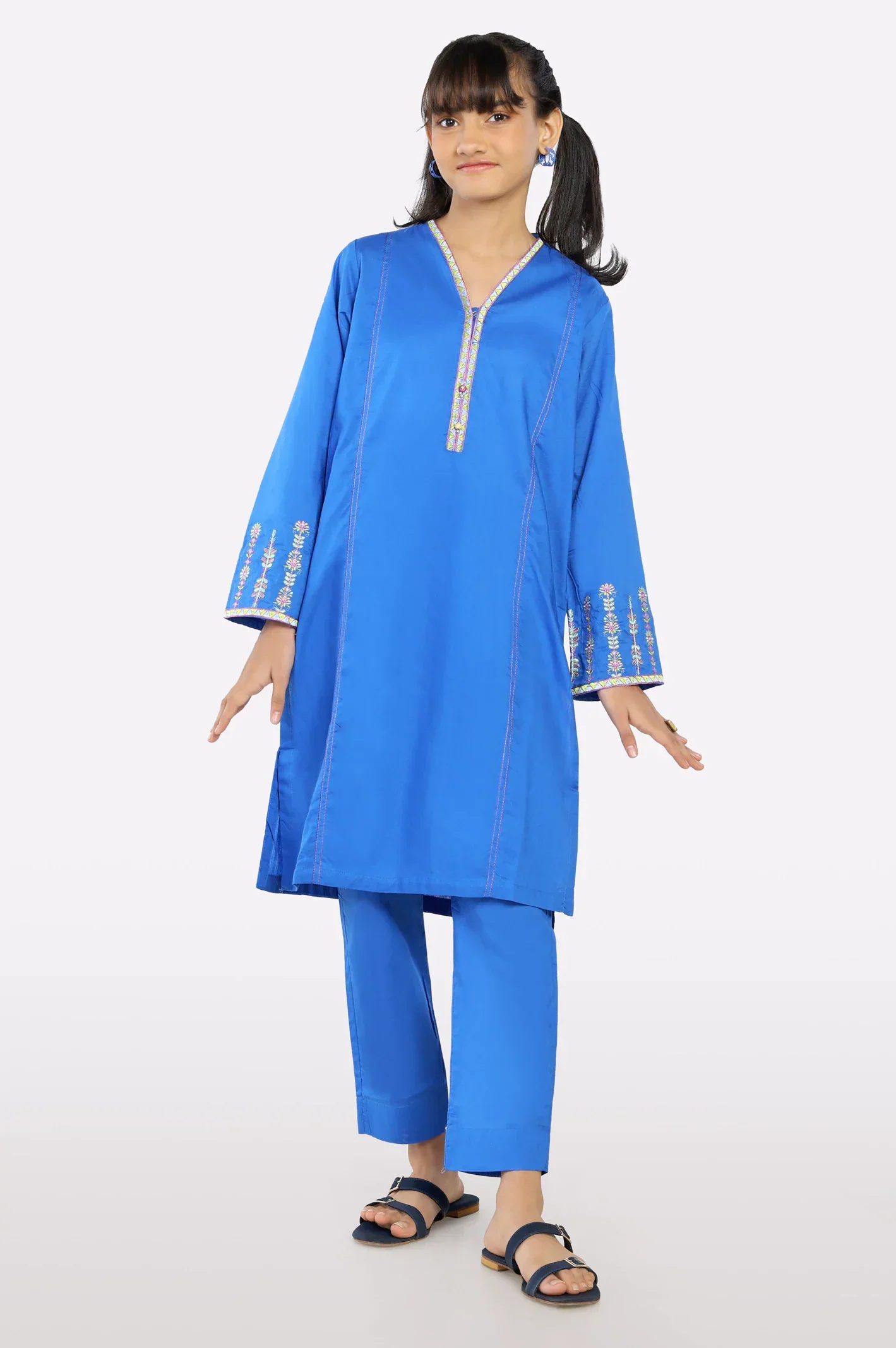 Blue Embroidered Teens 2PC - Image 2