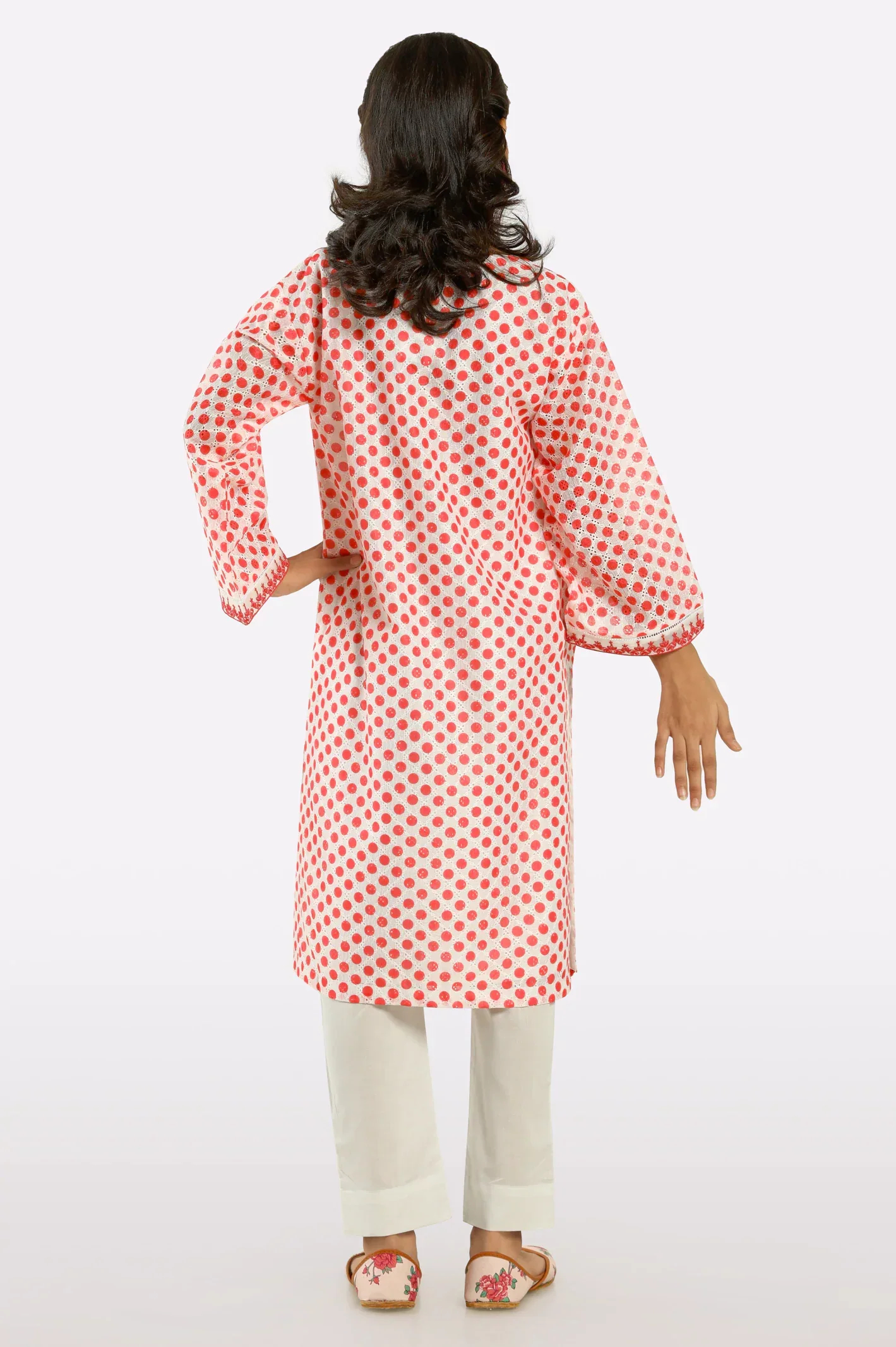 Embroidered Shiffli-White Teens 2PC - Image 3