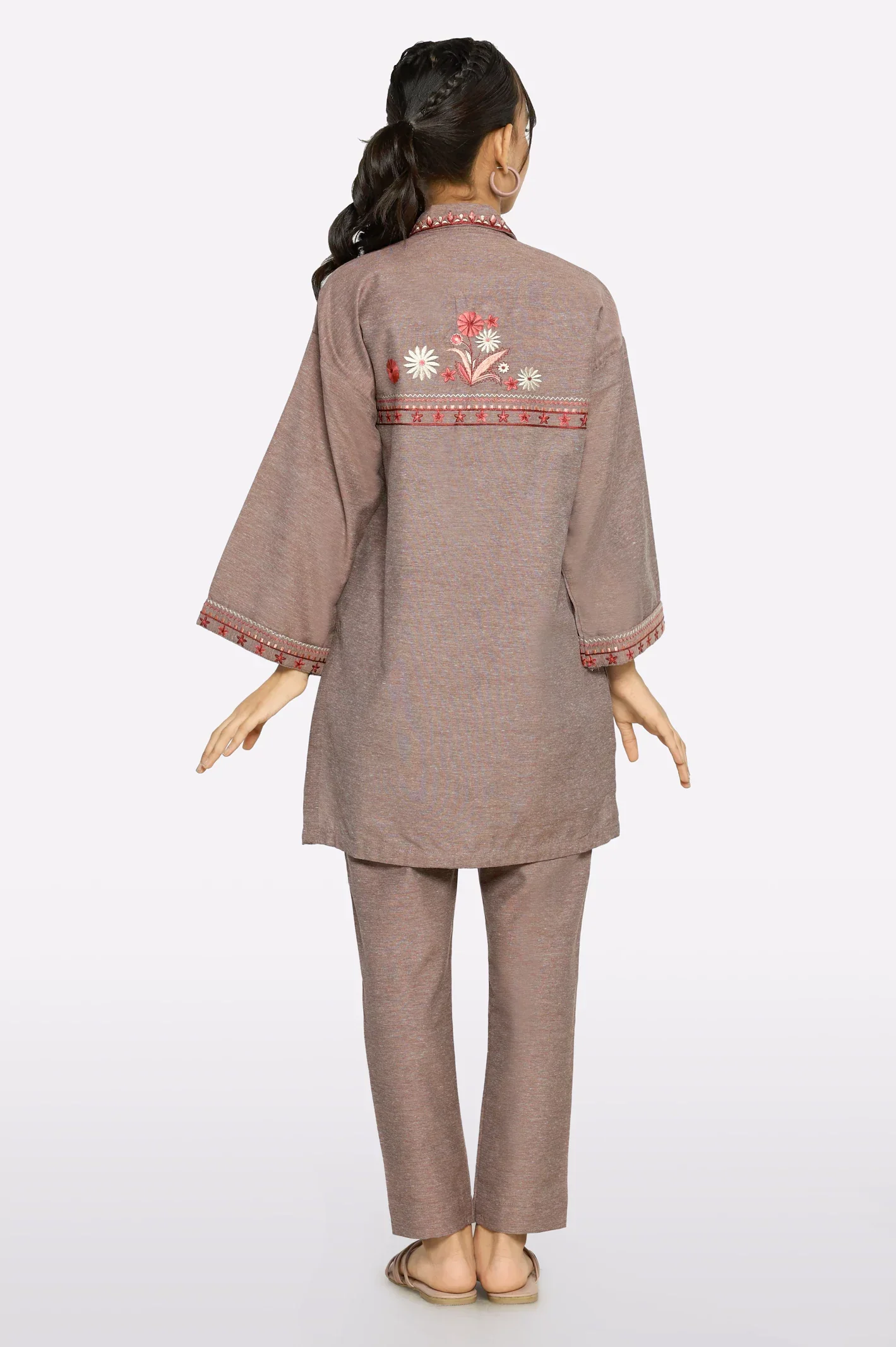 Embroidered Chambray-Pink Teens 2PC - Image 3