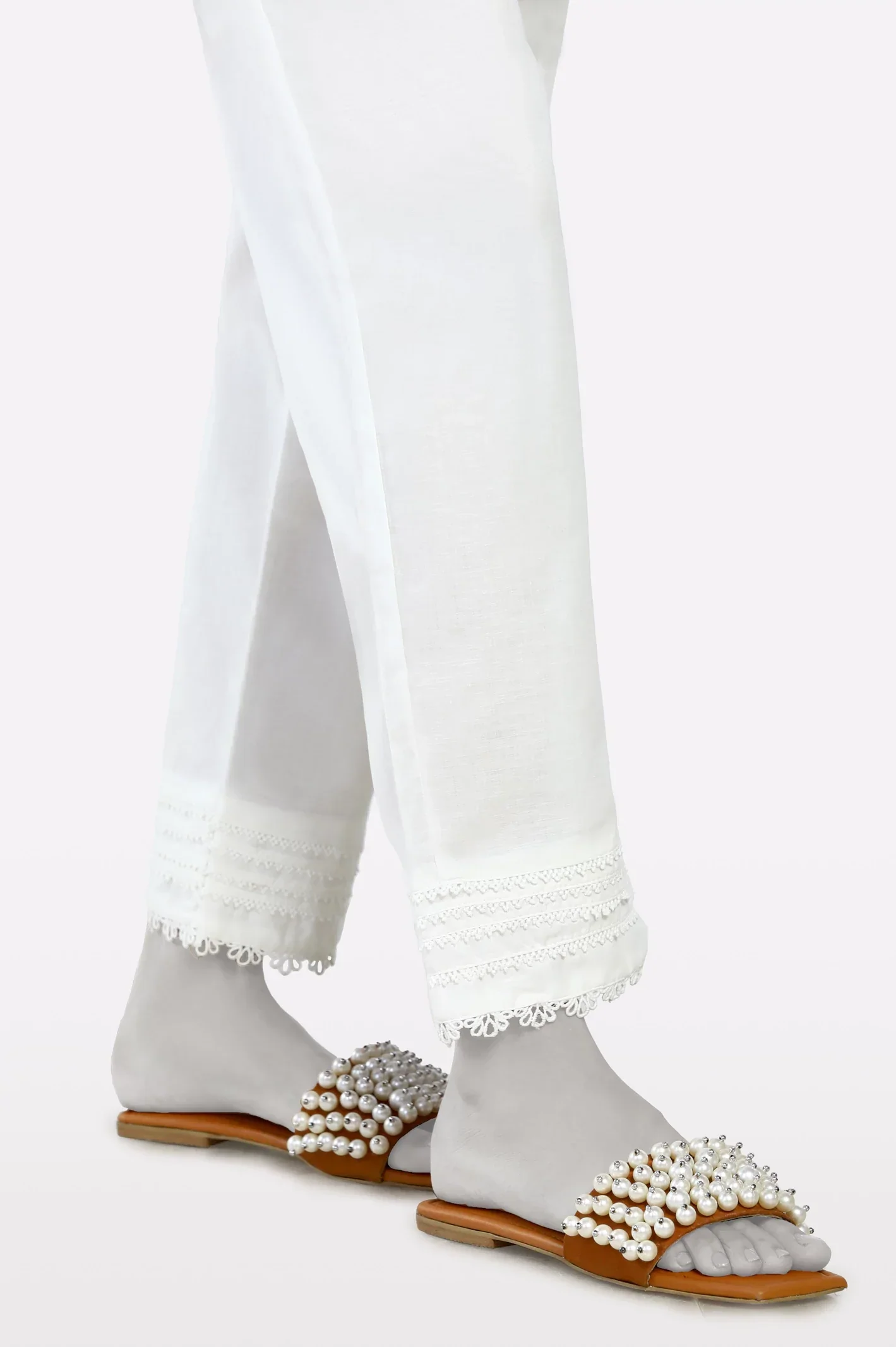 Off White Lace Trouser - Image 2