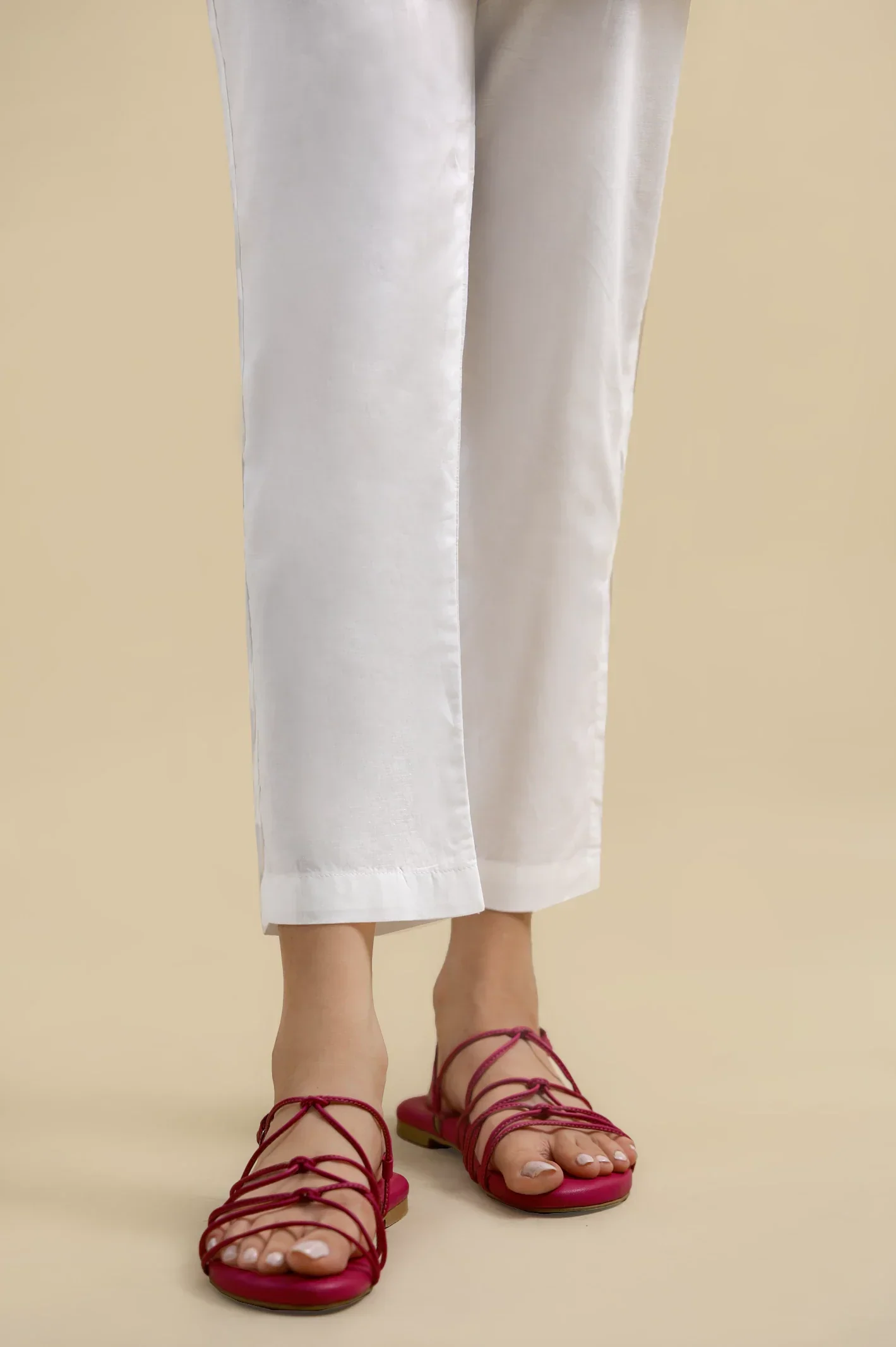 Cambric Plain Trouser-White