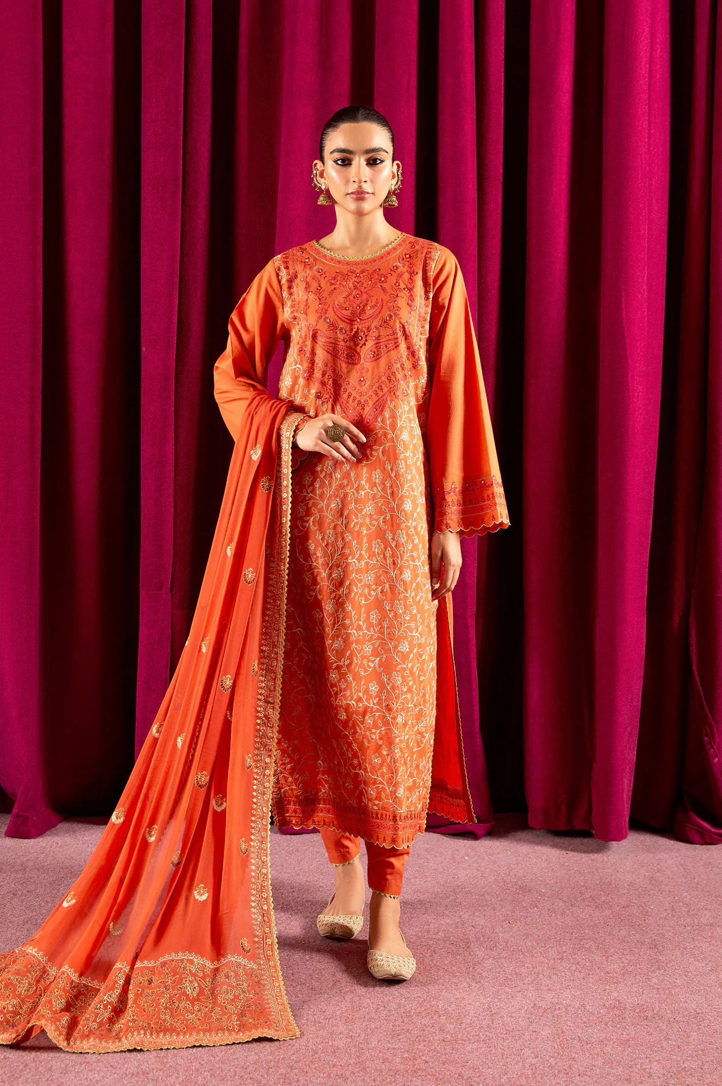 Mustard Embroidered 3PC Unstitched