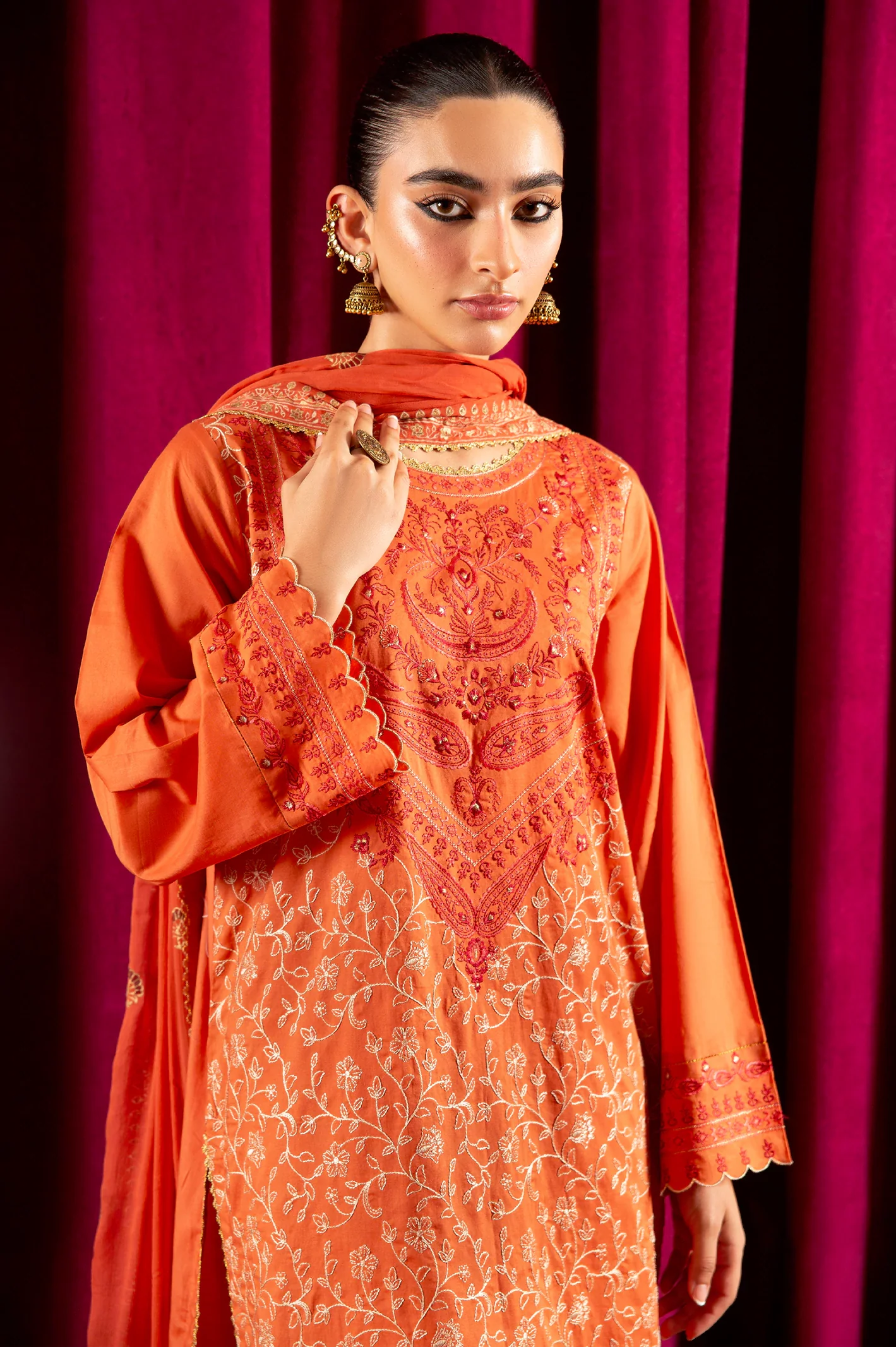 Mustard Embroidered 3PC Unstitched - Image 2