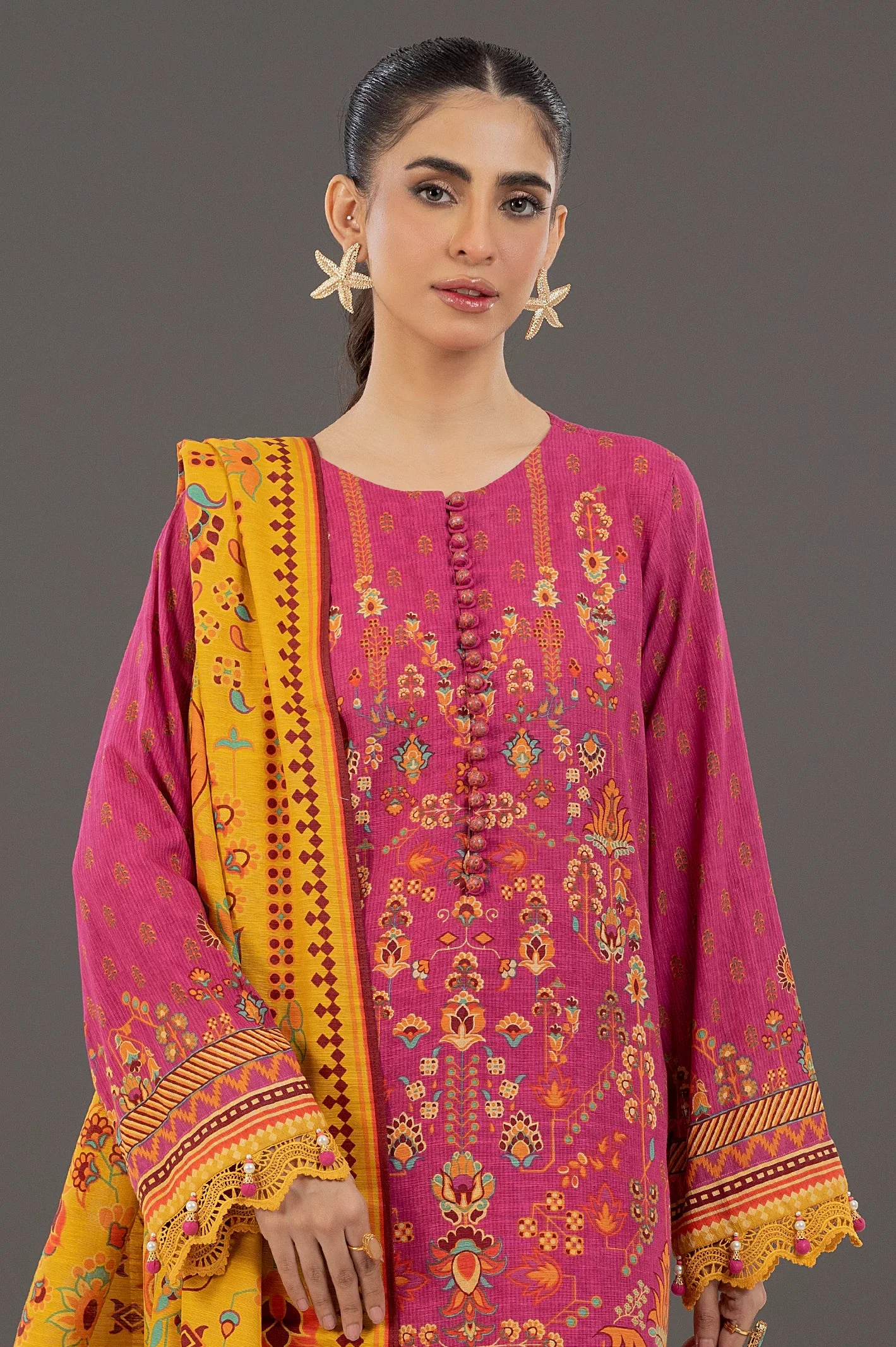 Light Pink Printed 3PC Unstitched - Image 2