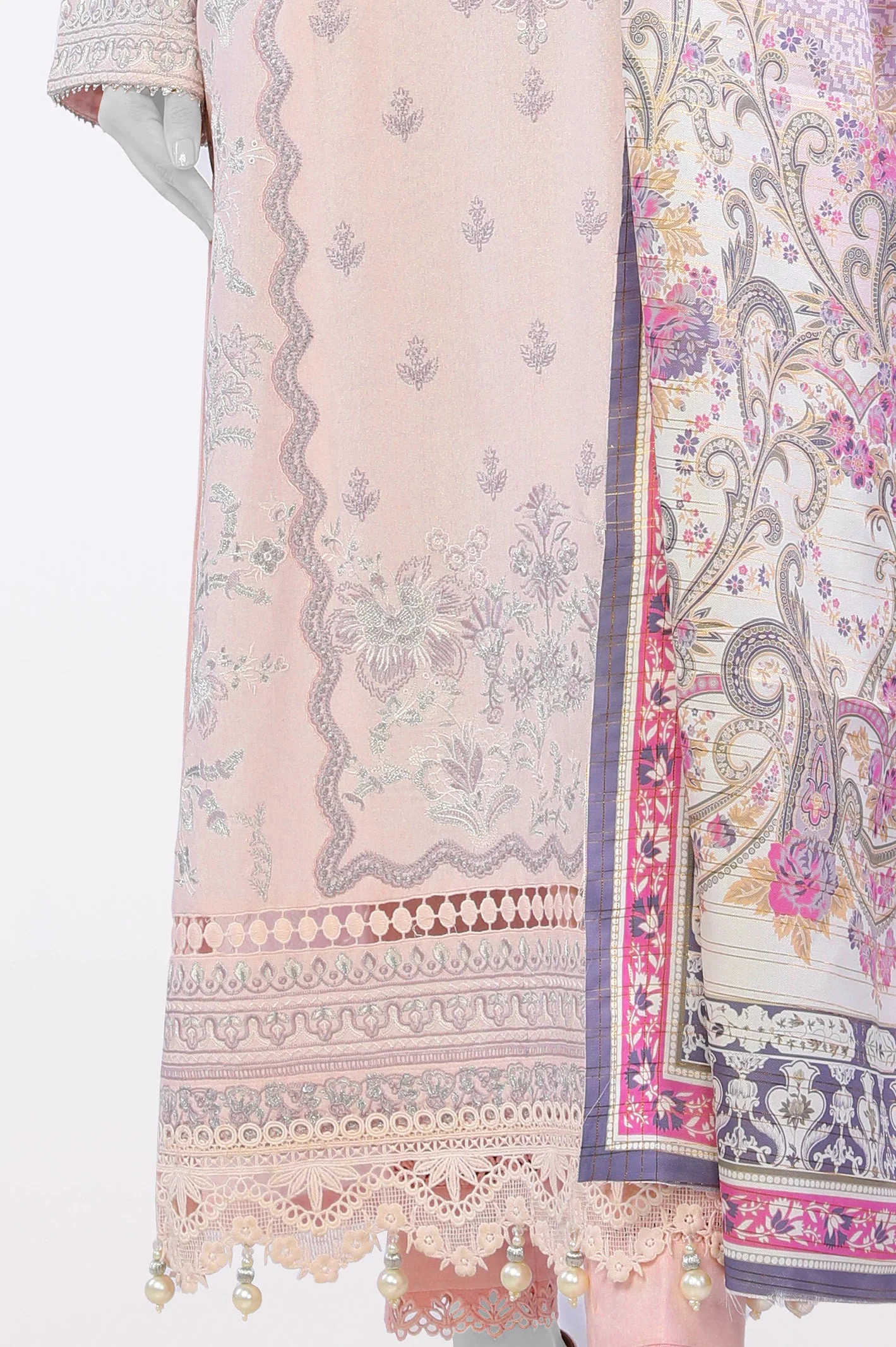 Pink Embroidered 3PC Unstitched - Image 3