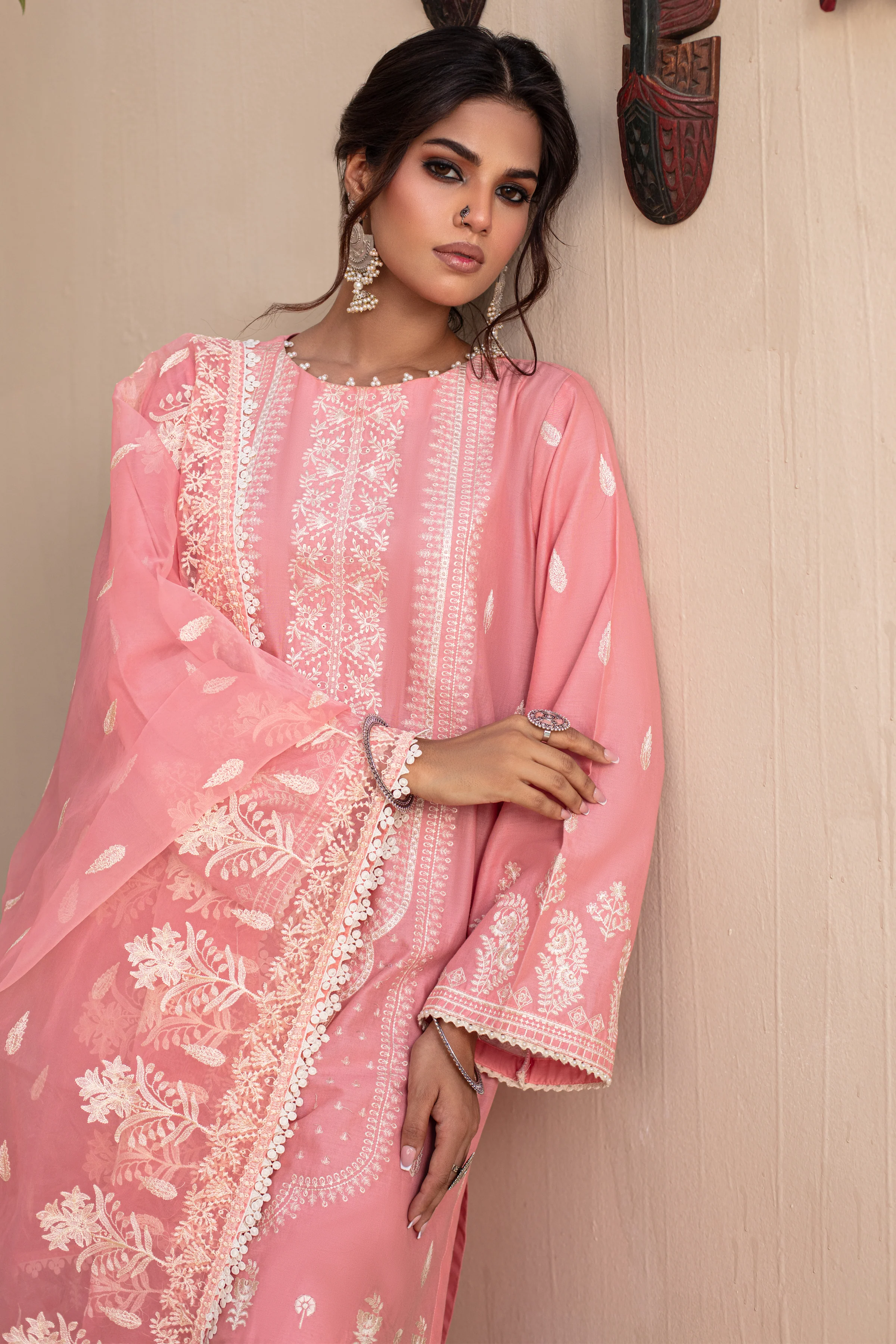 Peach Embroidered 3PC Unstitched - Image 2