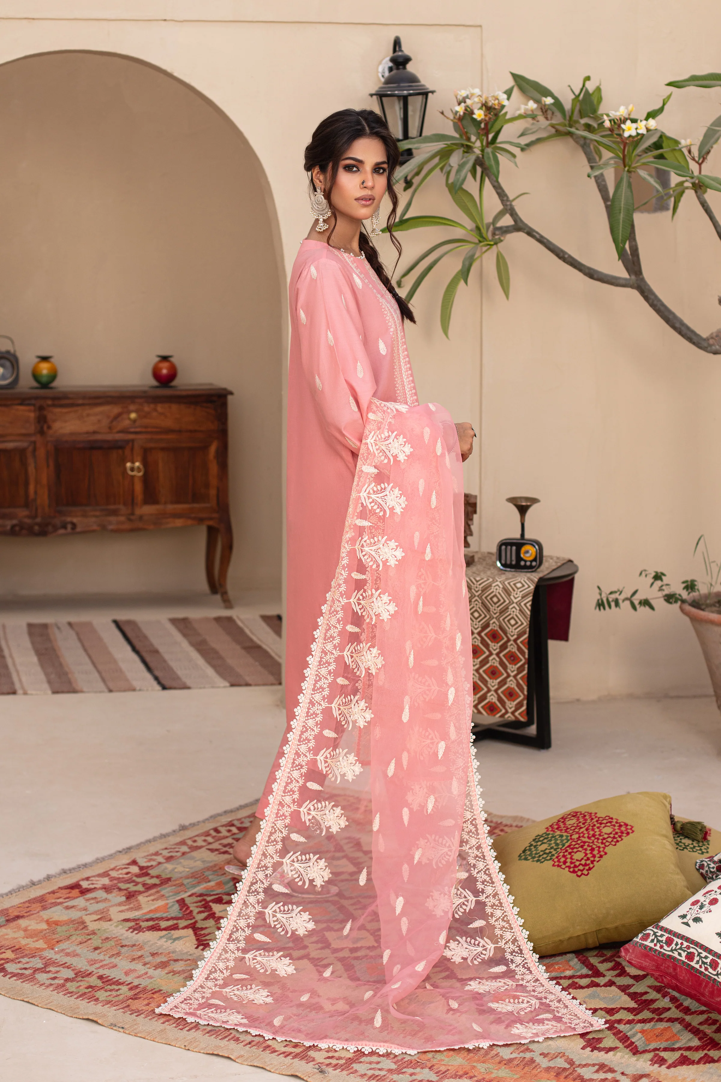 Peach Embroidered 3PC Unstitched - Image 3