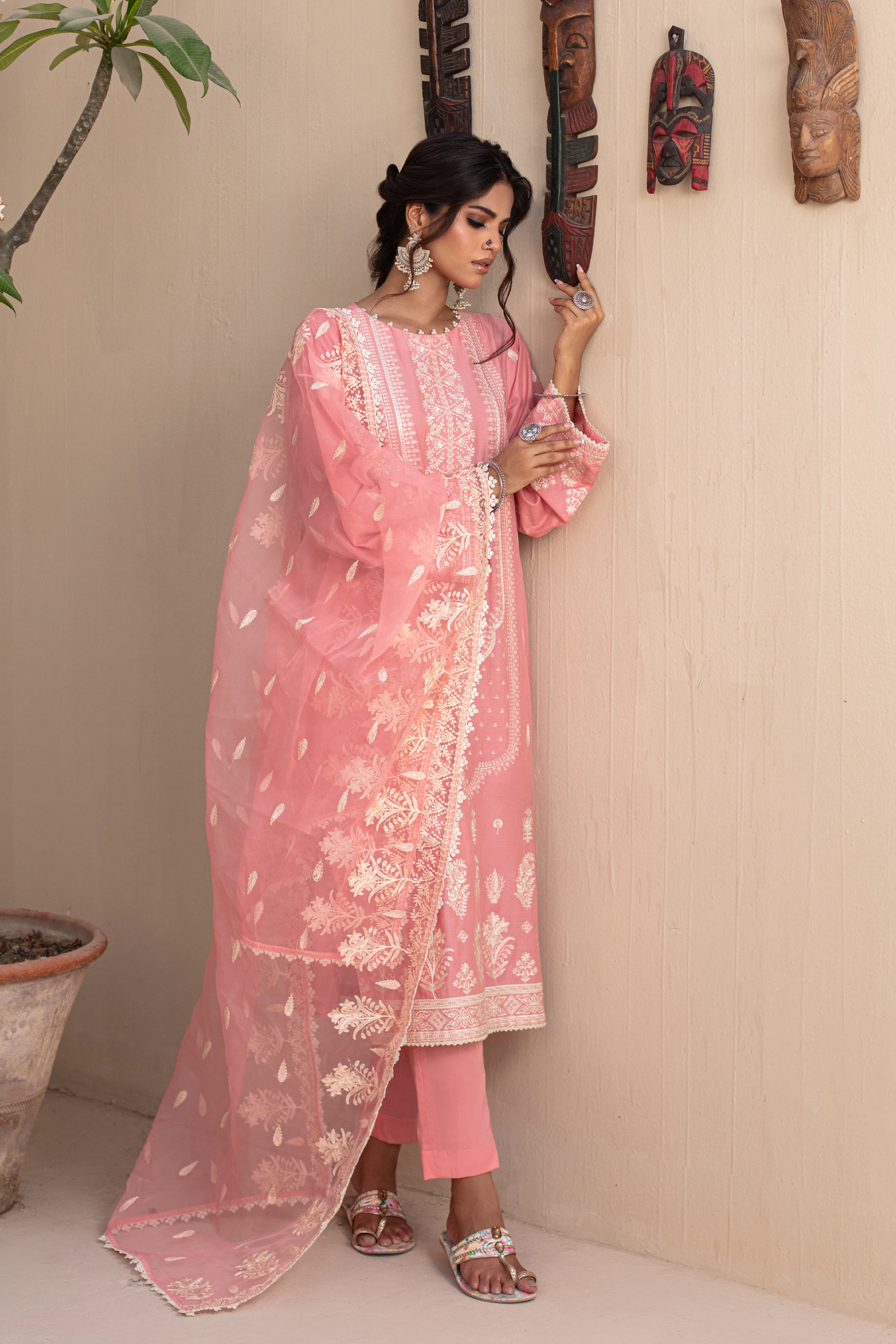 Peach Embroidered 3PC Unstitched - Image 4