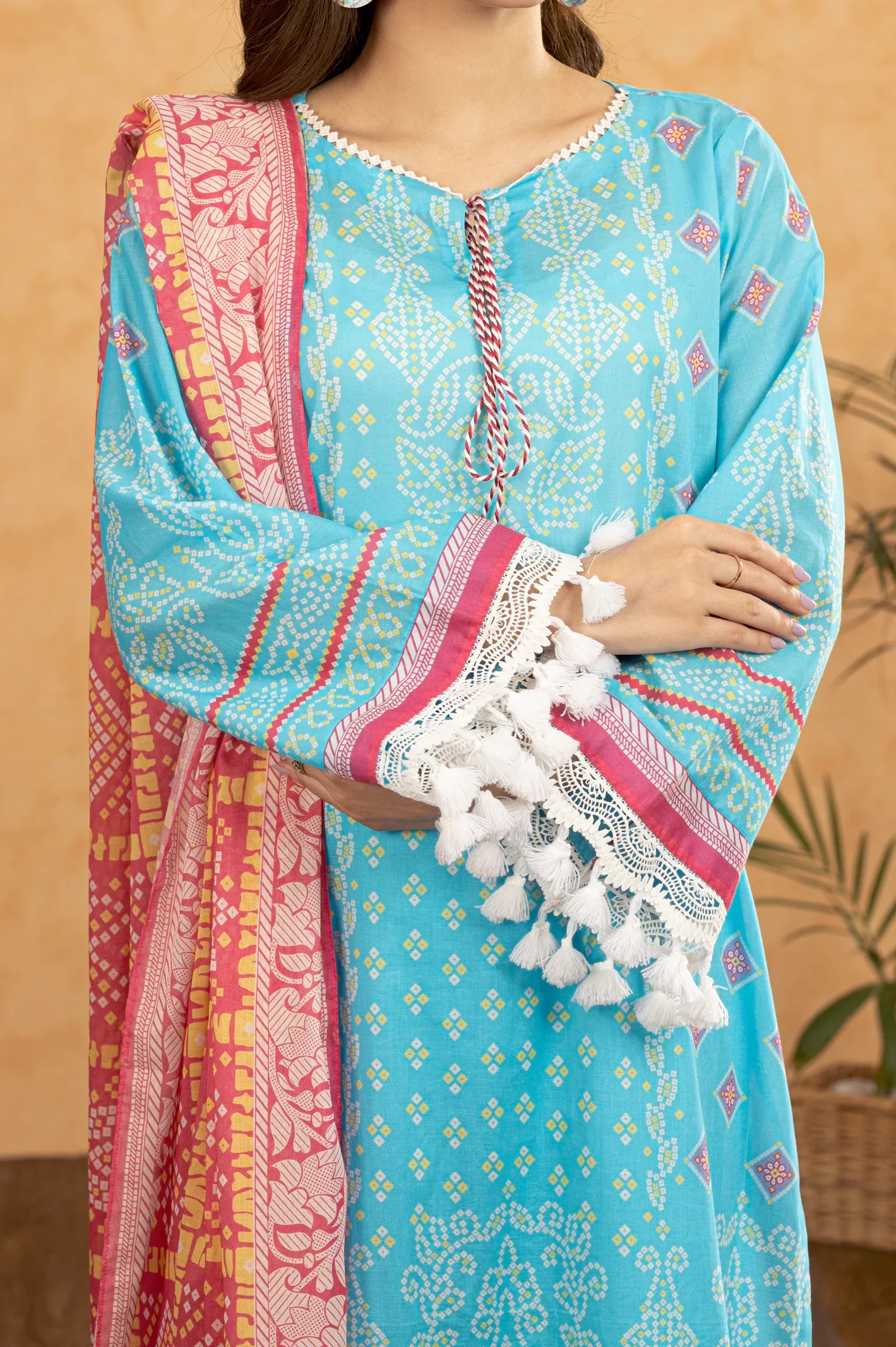 3PC Ferozi Unstitched Printed Suit - Image 2
