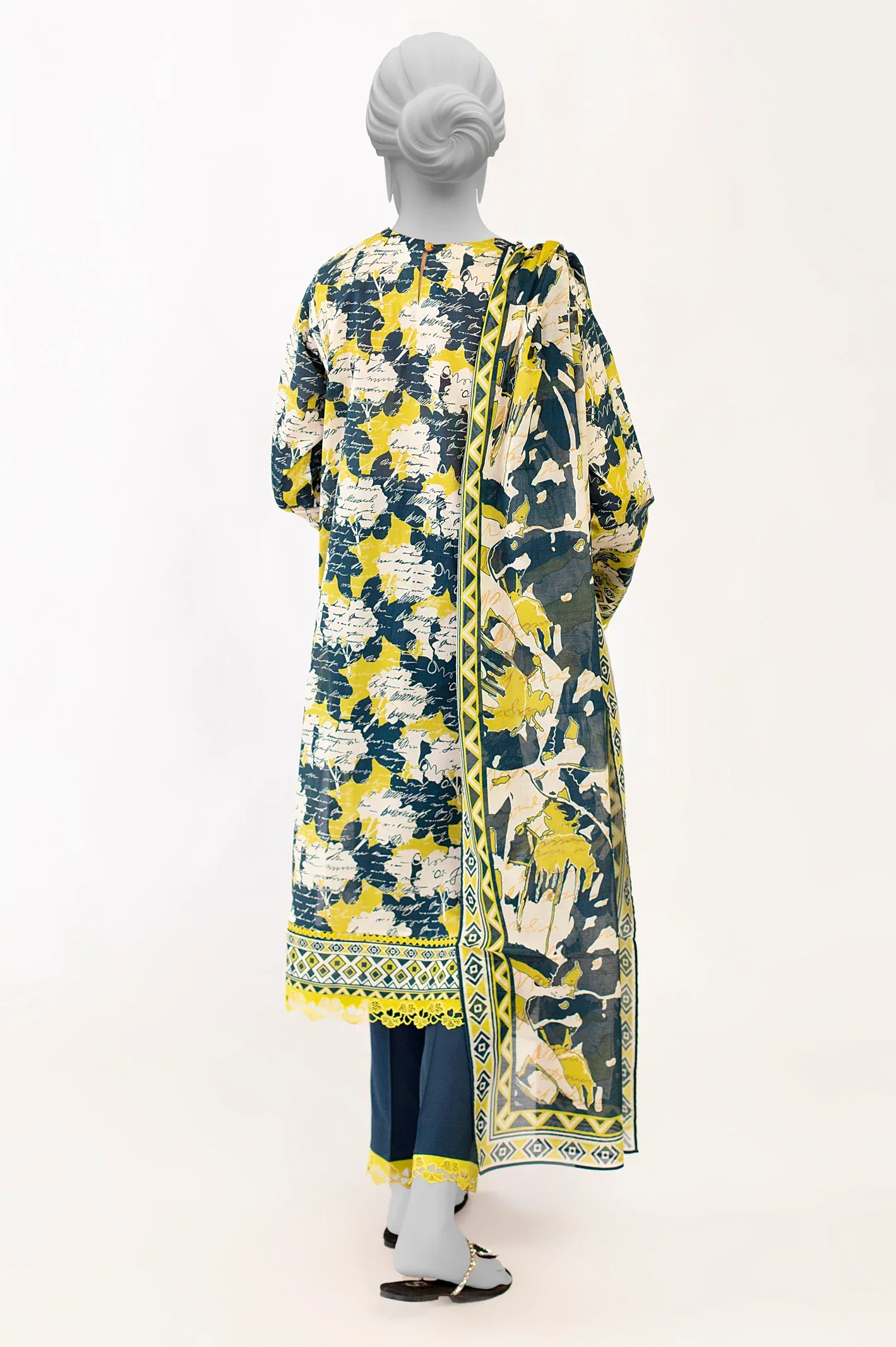 Beige Printed 3PC Unstitched - Image 3