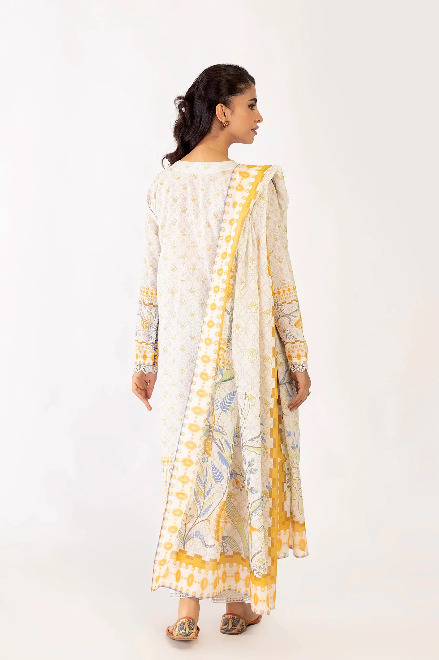 Mustard Printed 3PC Unstitched - Image 2