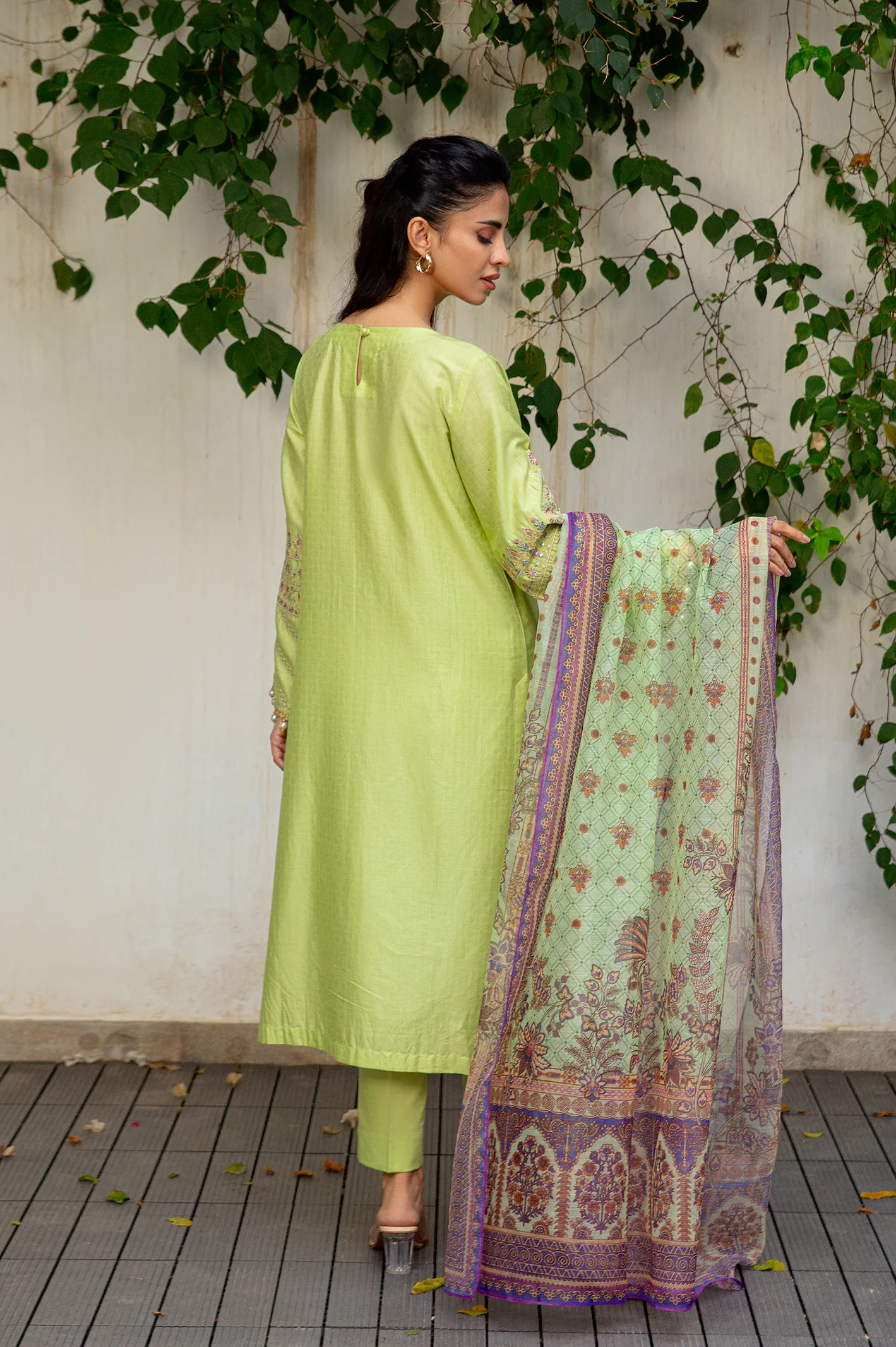Light Green Embroidered 3PC Unstitched - Image 3