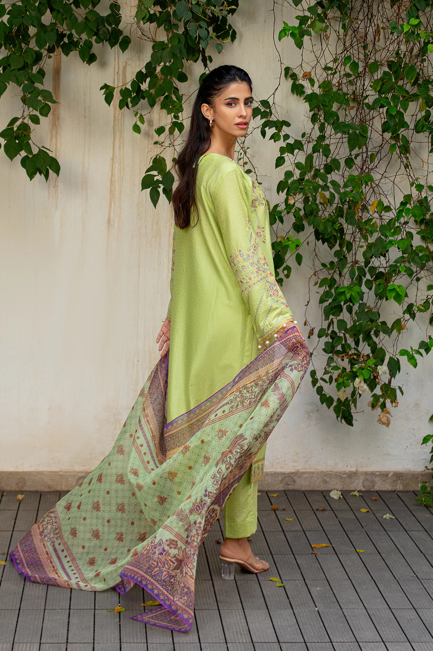Light Green Embroidered 3PC Unstitched - Image 4