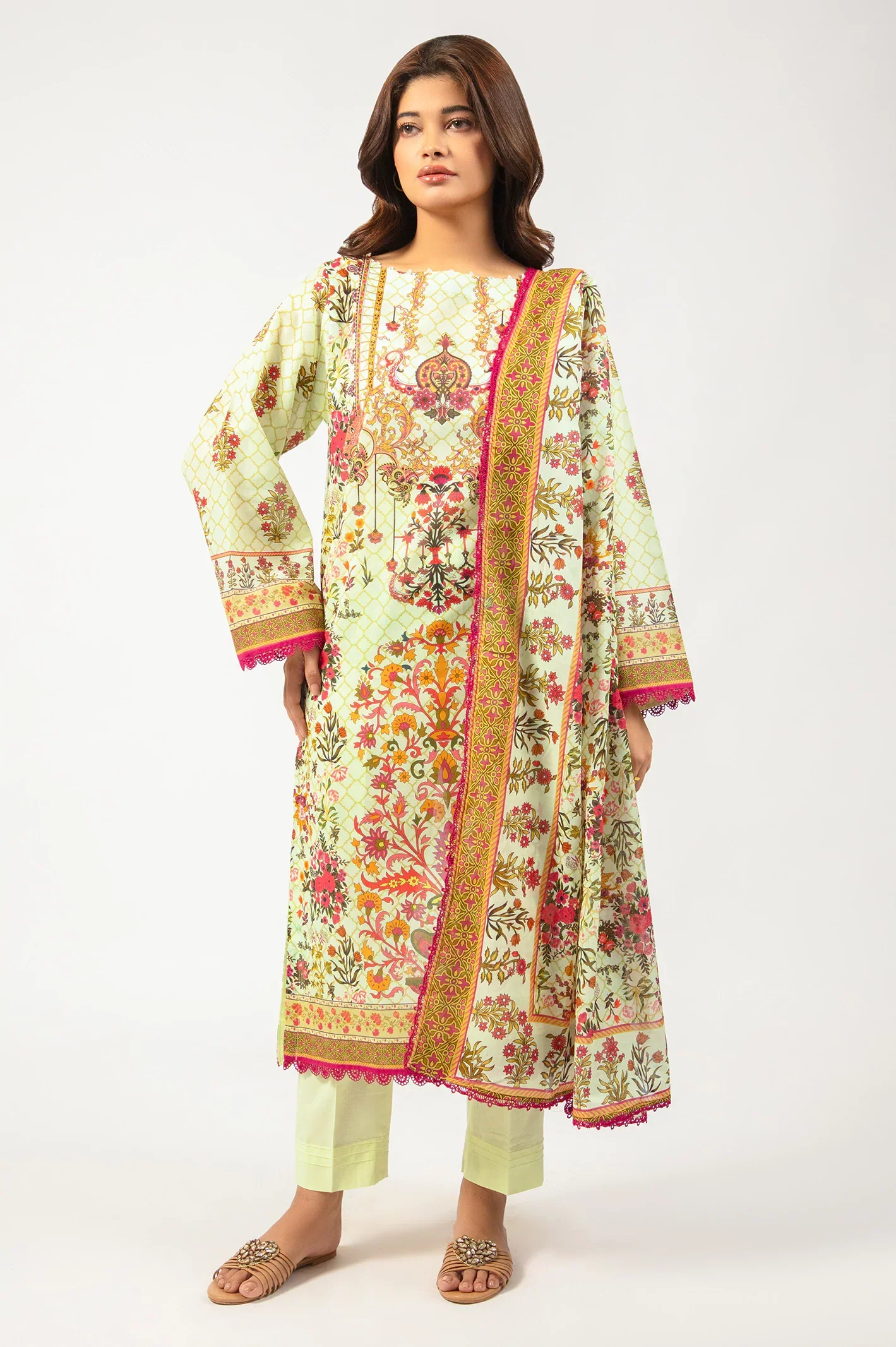 Printed Lawn-Off White Unstitched 3PC