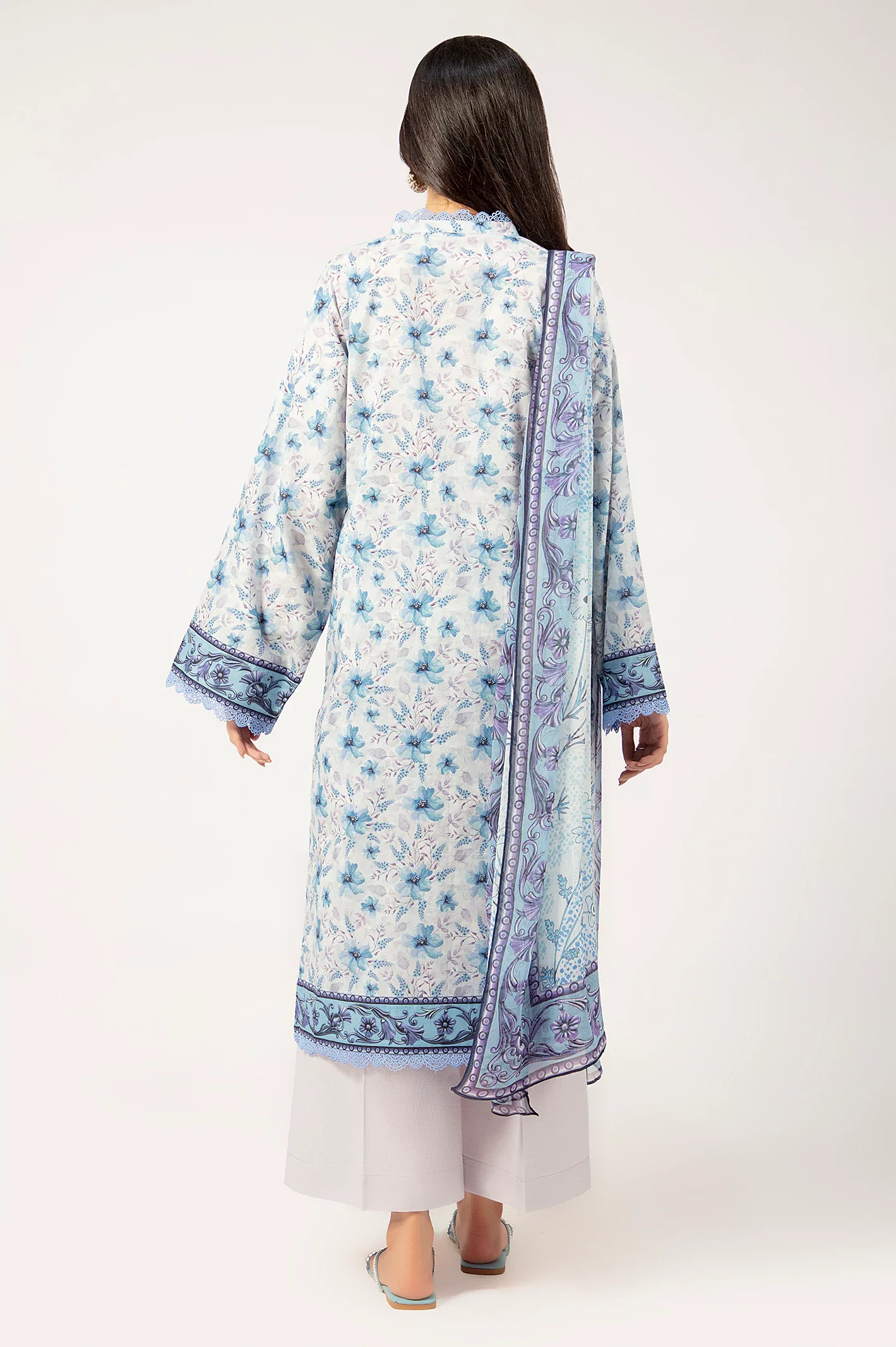 Printed Lawn-Light Grey Unstitched 3PC - Image 4