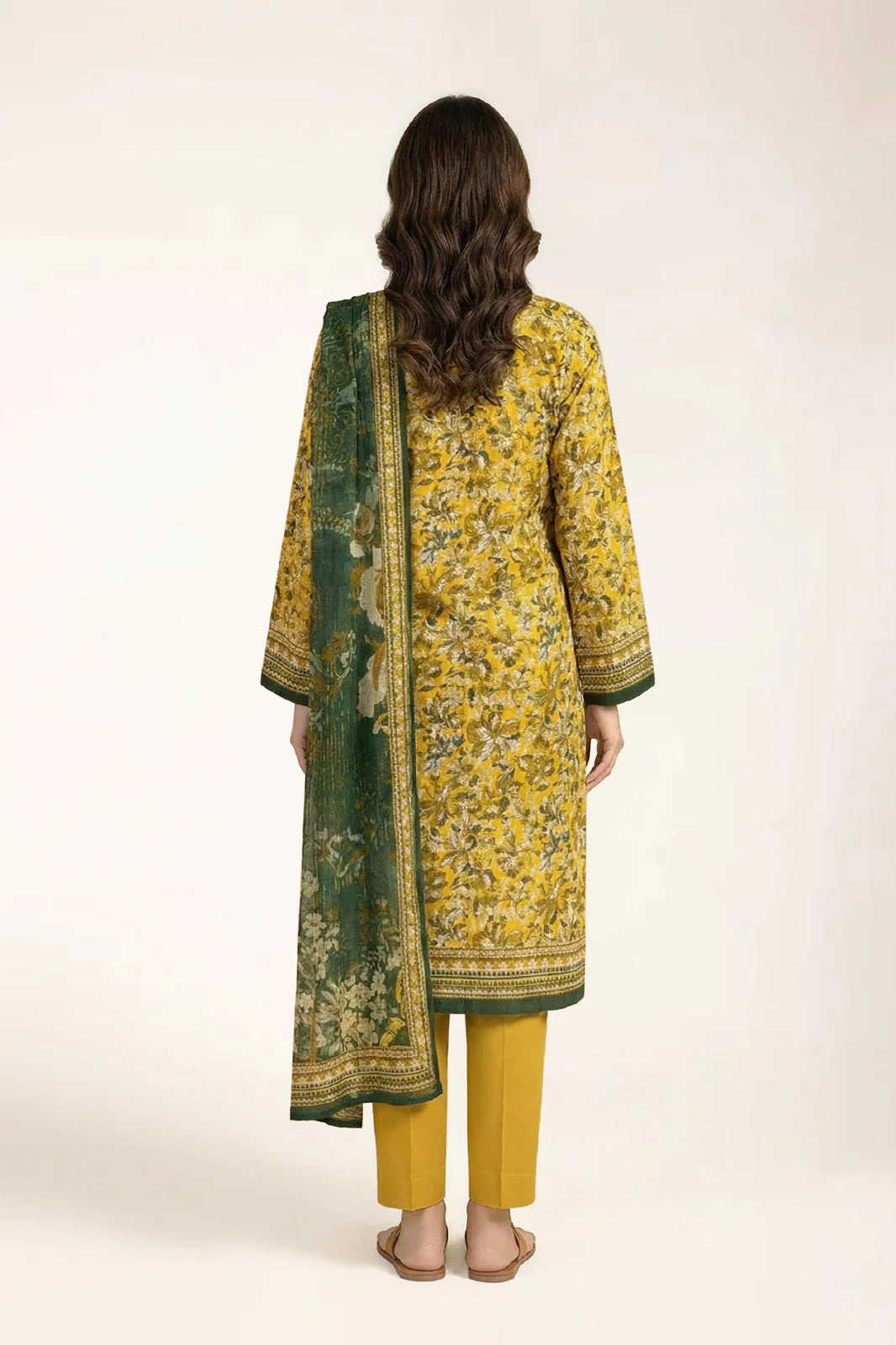 Cotton Viscose-Yellow Unstitched 3PC - Image 2
