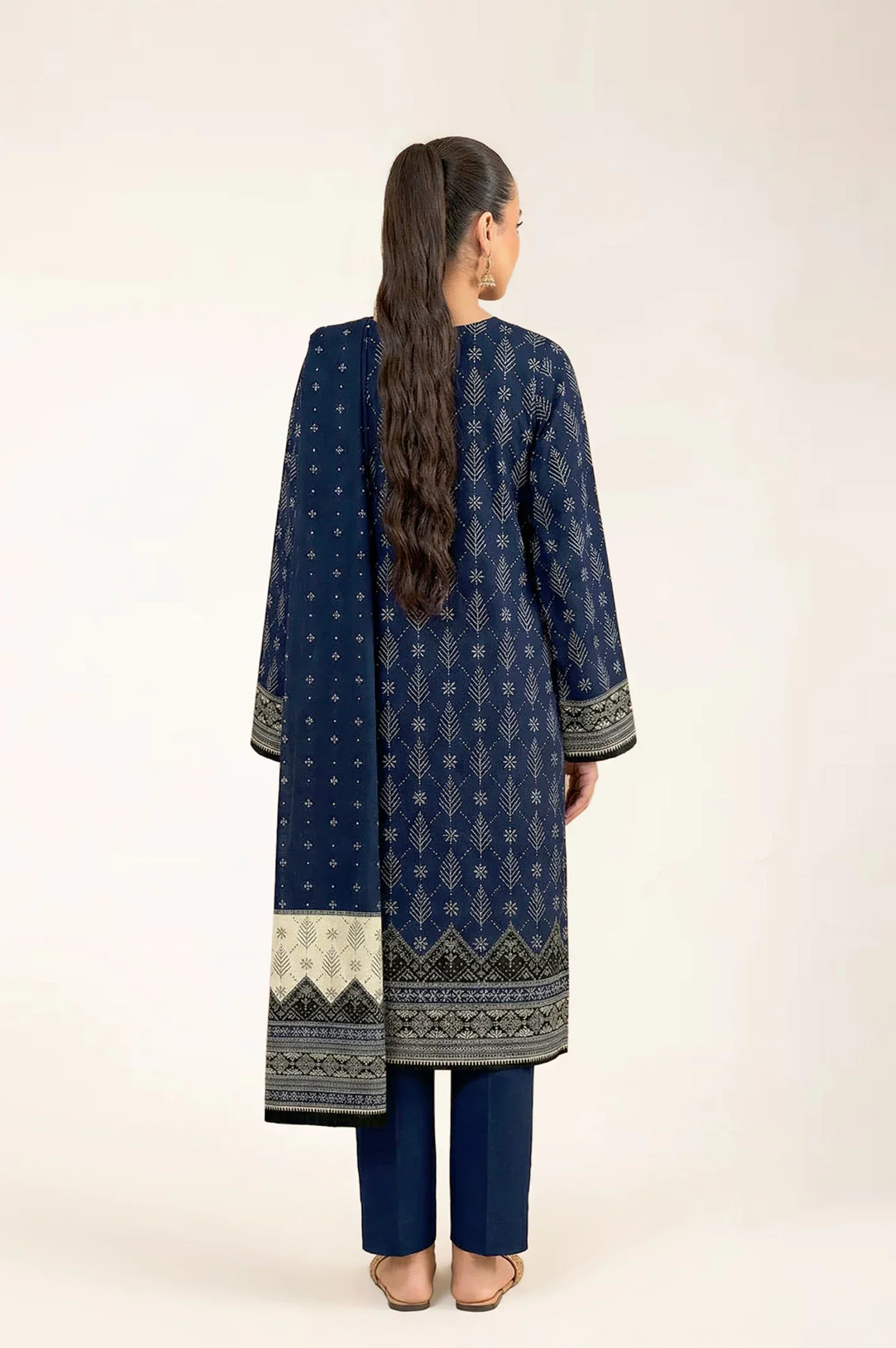 Printed Viscose-Navy Unstitched 3PC - Image 3