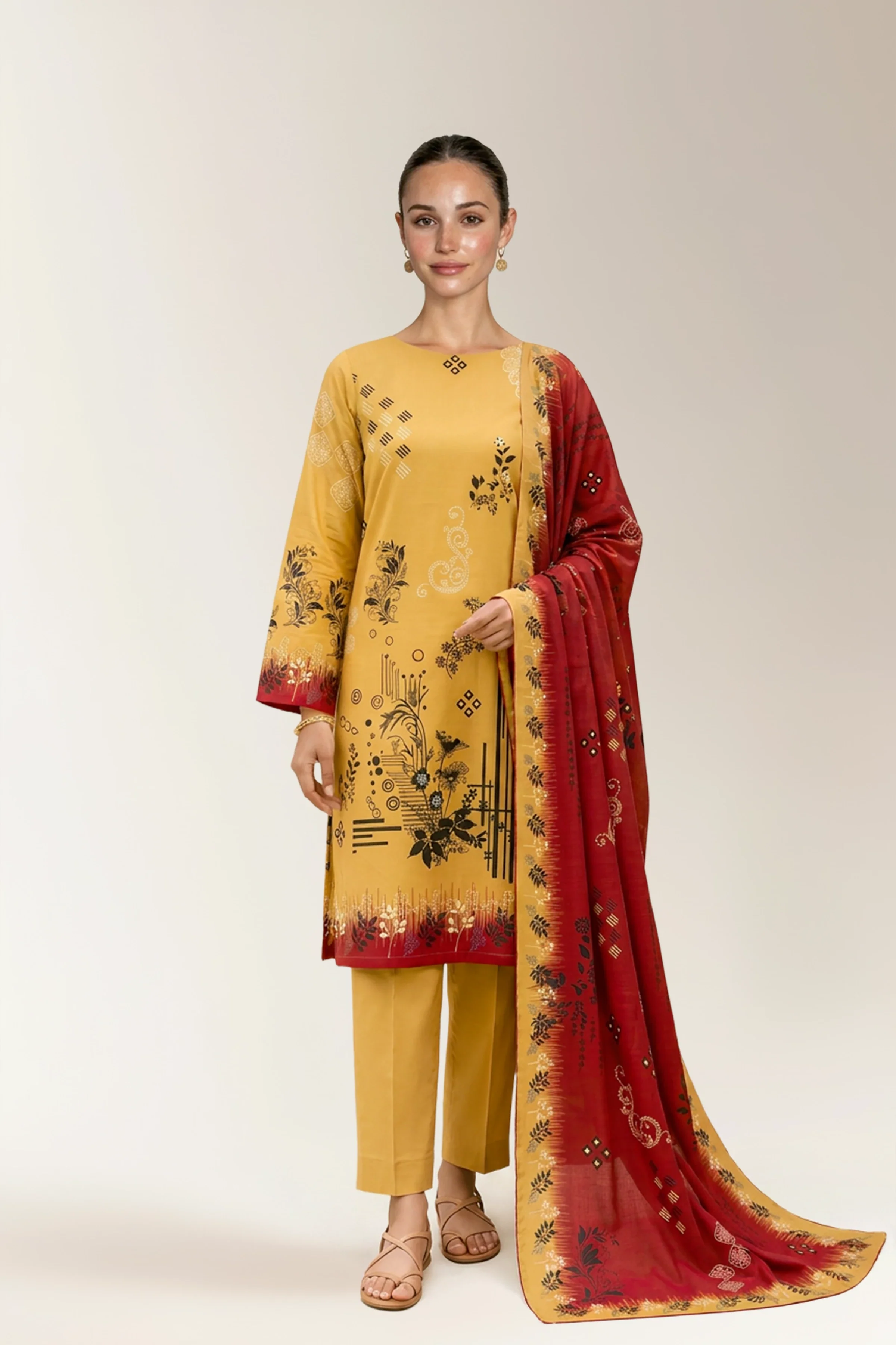 Printed Unstitched 3PC